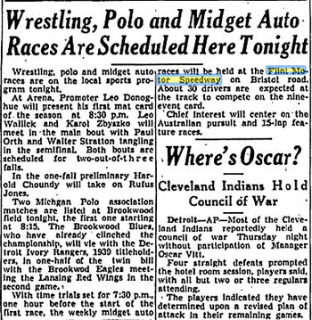 Flint Motor Speedway - Sept 1940 Article (newer photo)